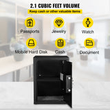 Safes & Lock Boxes: VEVOR Safe Box, 2.1 CU.FT Fingerprint Safe Box for Money w/ 2 Keys & Digital Keypad, Q235 Steel Safe Box for Storing Cash, Jewelry, Pistols, Documents, Watches in Home & Office & Hotel