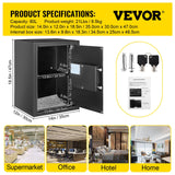 Safes & Lock Boxes: VEVOR Safe Box, 2.1 CU.FT Fingerprint Safe Box for Money w/ 2 Keys & Digital Keypad, Q235 Steel Safe Box for Storing Cash, Jewelry, Pistols, Documents, Watches in Home & Office & Hotel