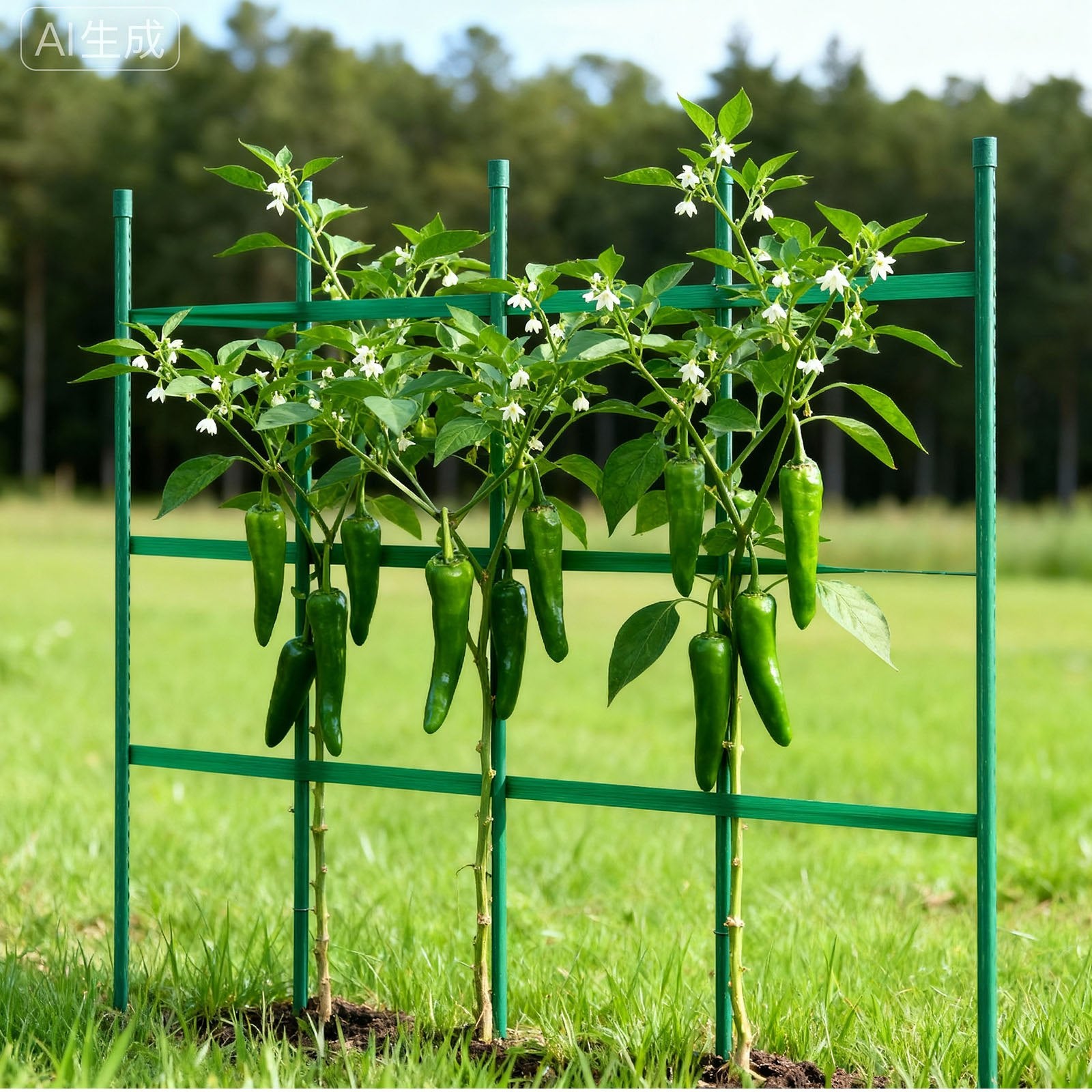 Garden Stakes, 50 Pack, 1170 mm, Plastic Coated Metal Tomato Stakes, Garden Sticks for Plants Support, with Pointed End and Non-Slip Bumps for Growing Climbing Plants, Outdoor Vegetables