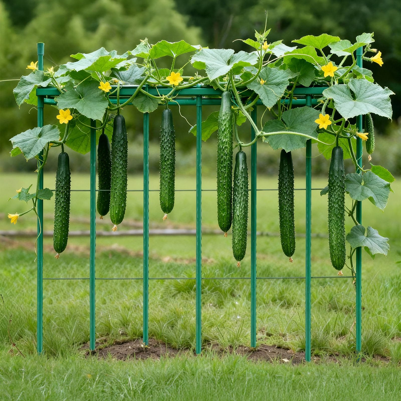 Garden Stakes, 50 Pack, 1455 mm, Plastic Coated Metal Tomato Stakes, Garden Sticks for Plants Support, with Pointed End and Non-Slip Bumps for Growing Climbing Plants, Outdoor Vegetables