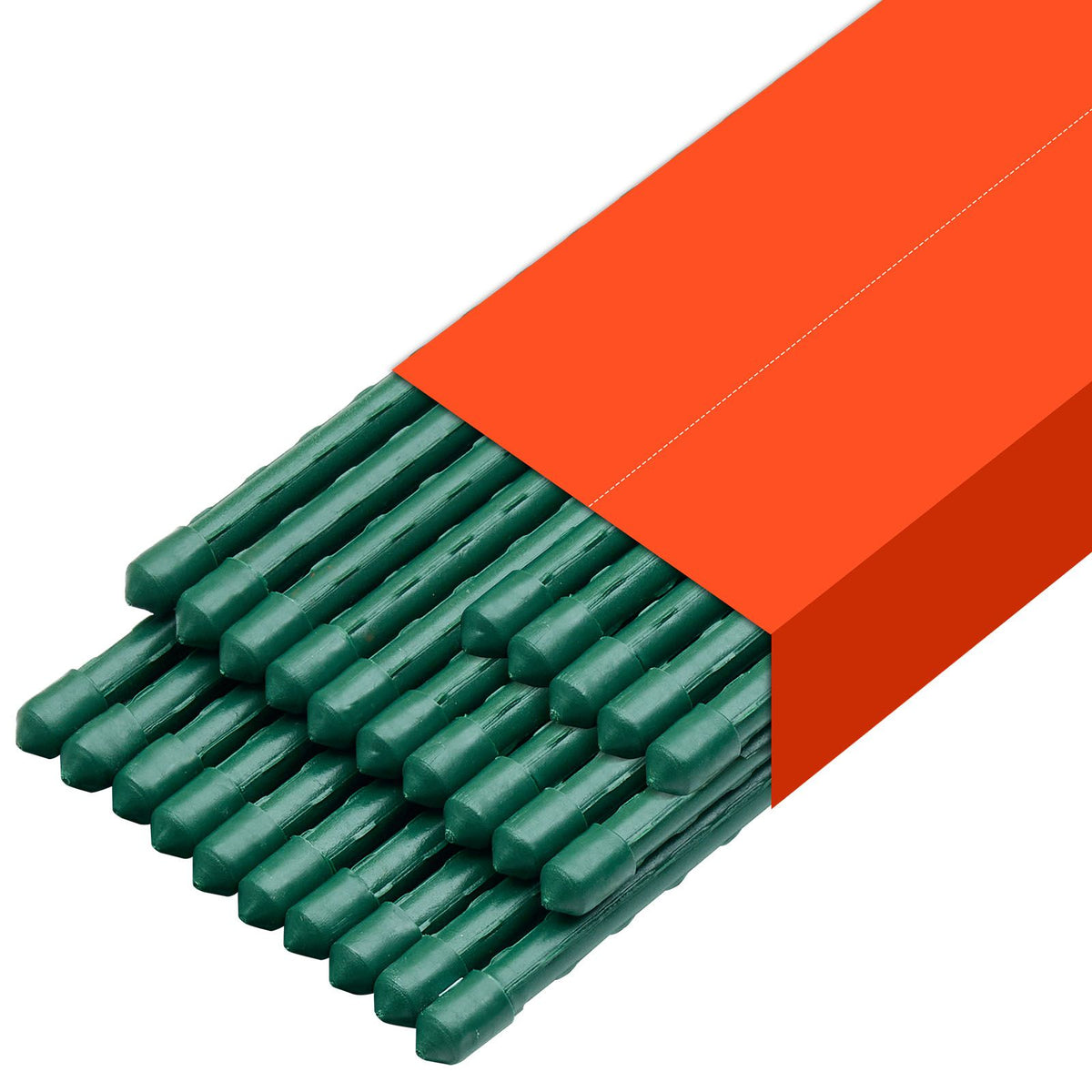 Garden Stakes, 25 Pack, 1800 mm, Plastic Coated Metal Tomato Stakes, Garden Sticks for Plants Support, with Pointed End and Non-Slip Bumps for Growing Climbing Plants, Outdoor Vegetables