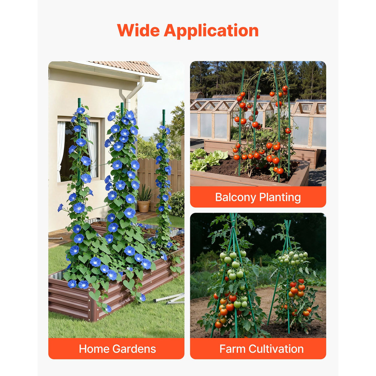 Garden Stakes, 25 Pack, 1800 mm, Plastic Coated Metal Tomato Stakes, Garden Sticks for Plants Support, with Pointed End and Non-Slip Bumps for Growing Climbing Plants, Outdoor Vegetables