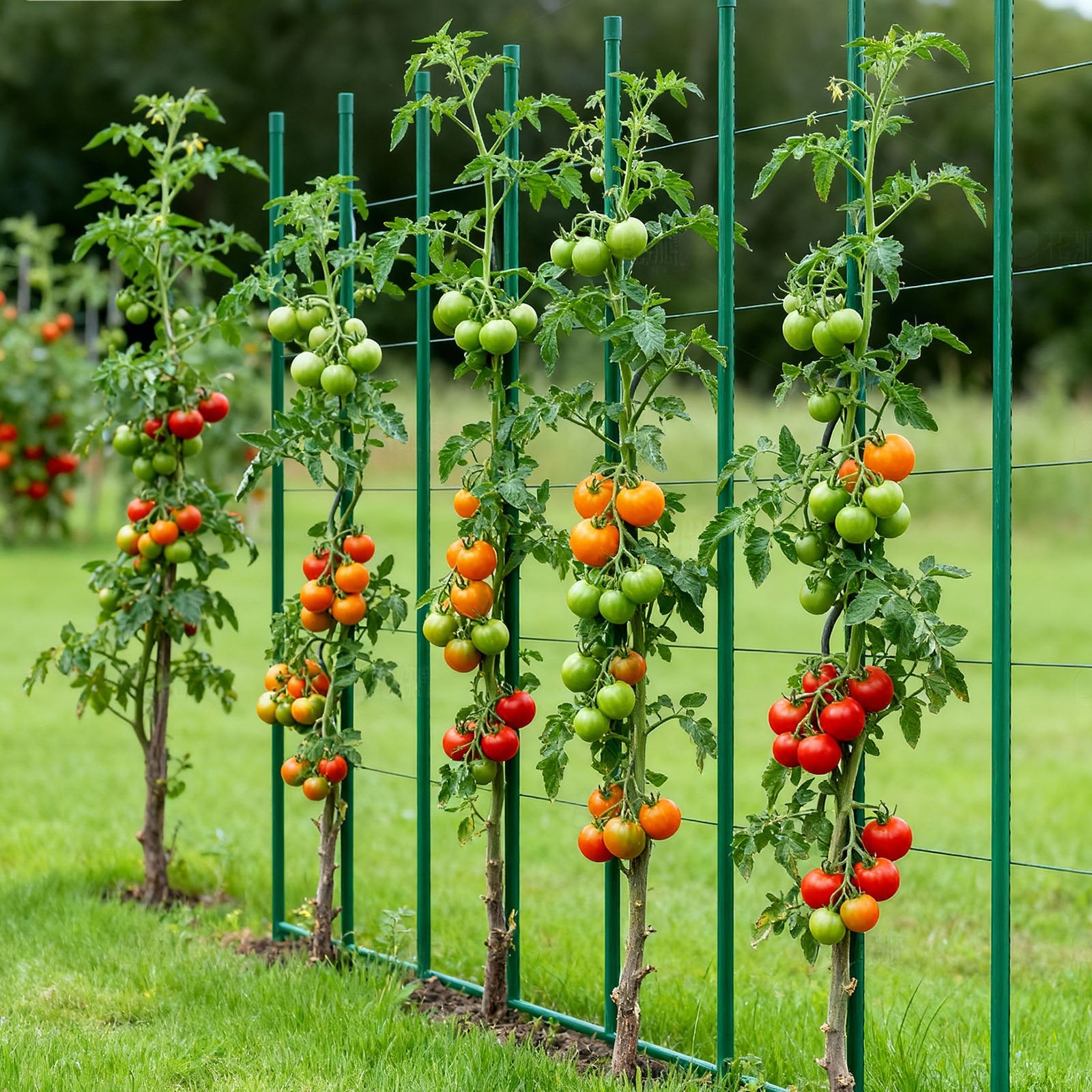 Garden Stakes, 50 Pack, 1800 mm, Plastic Coated Metal Tomato Stakes, Garden Sticks for Plants Support, with Pointed End and Non-Slip Bumps for Growing Climbing Plants, Outdoor Vegetables