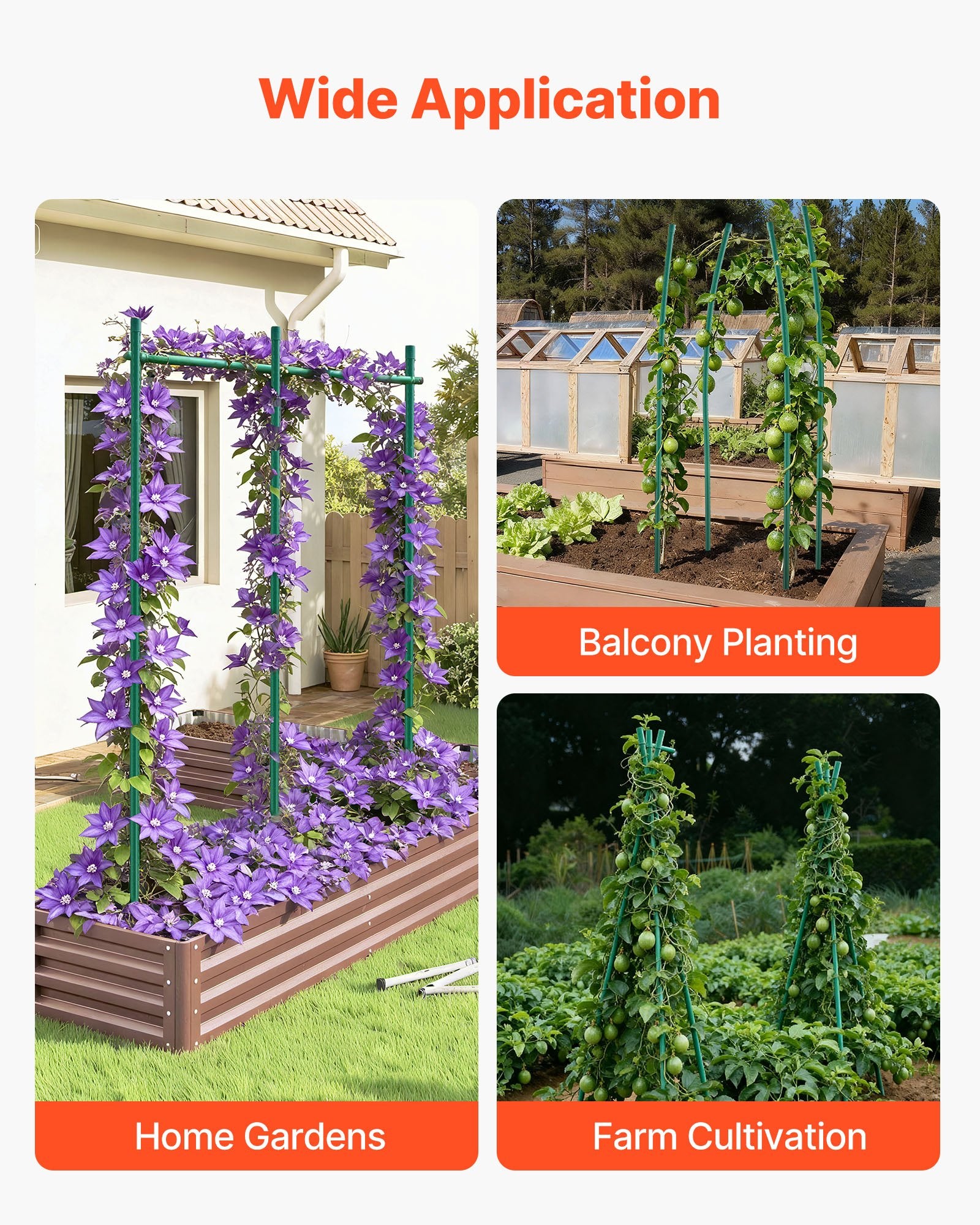 Garden Stakes, 25 Pack, 2100 mm, Plastic Coated Metal Tomato Stakes, Garden Sticks for Plants Support, with Pointed End and Non-Slip Bumps for Growing Climbing Plants, Outdoor Vegetables