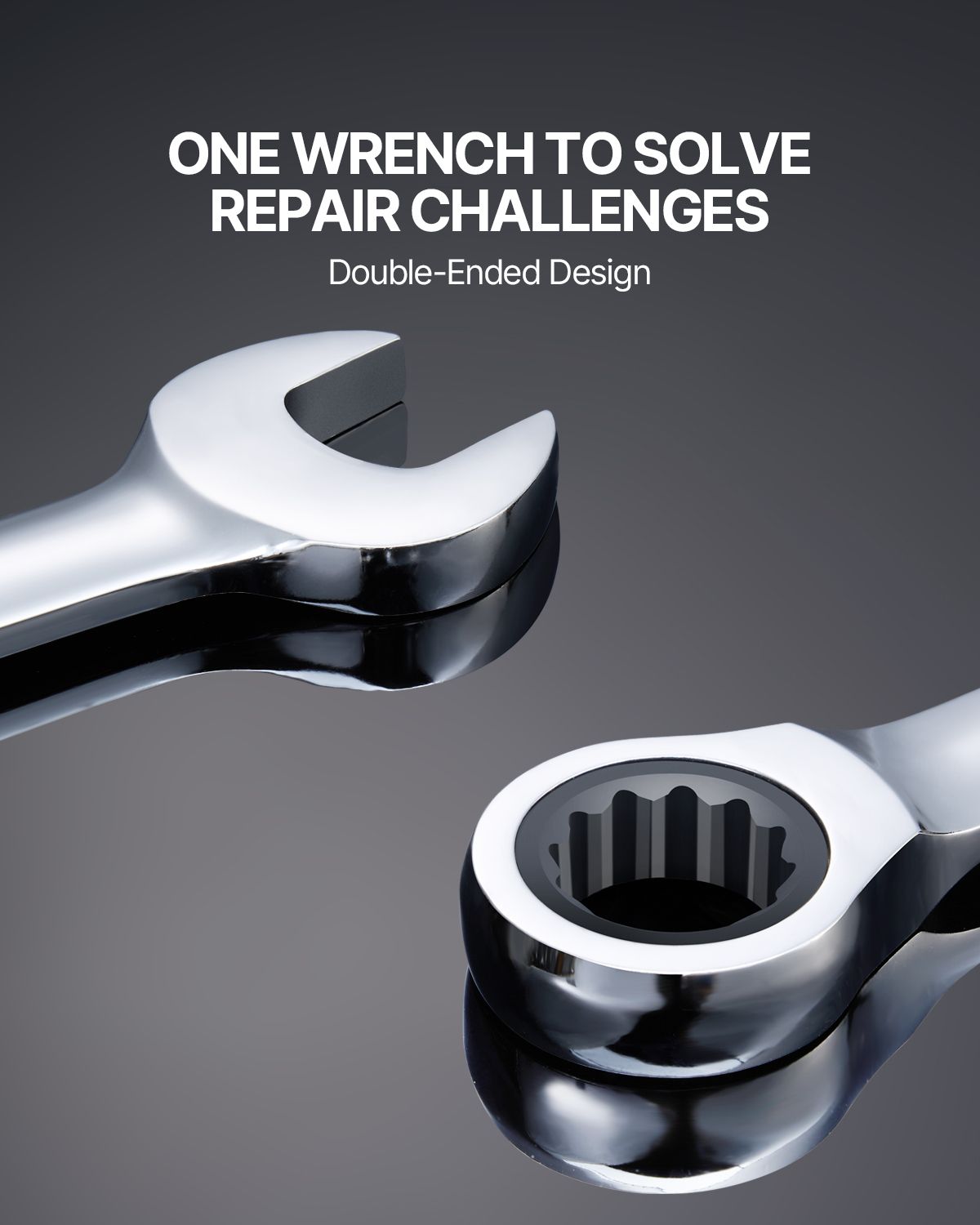 Combination Wrench Set, 16-Piece Ratcheting Wrench Set with Organizer Rack, Cr-V Steel Wrench Set Metric 8 mm to 24 mm, Ideal for General Household, Garage, Workshop, Auto Repairs, Emergency