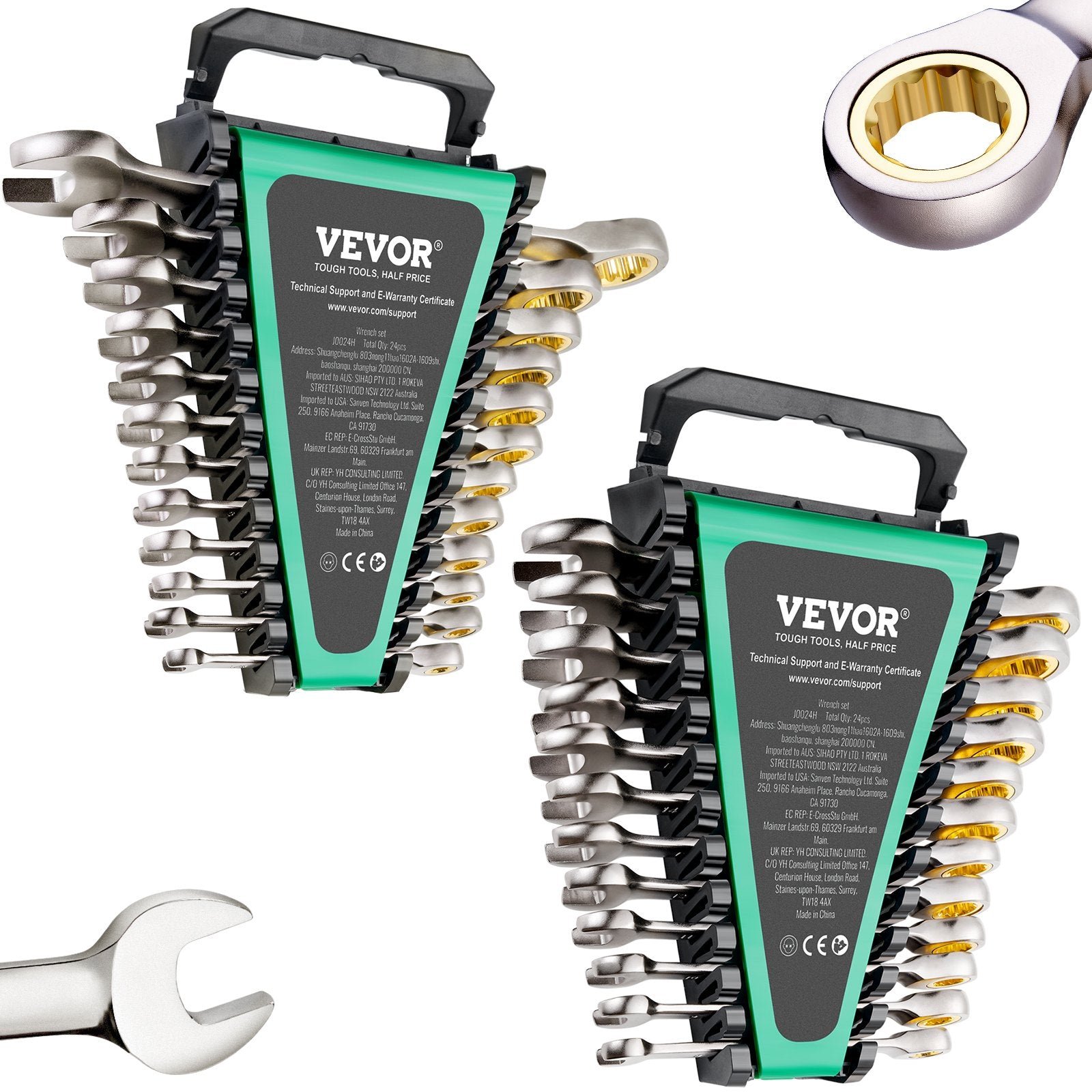 Kitchen & Bathroom DIY: VEVOR Combination Wrench Set 24 PCS SAE 1/4" - 7/8" Metric 8-19mm Organizer Rack