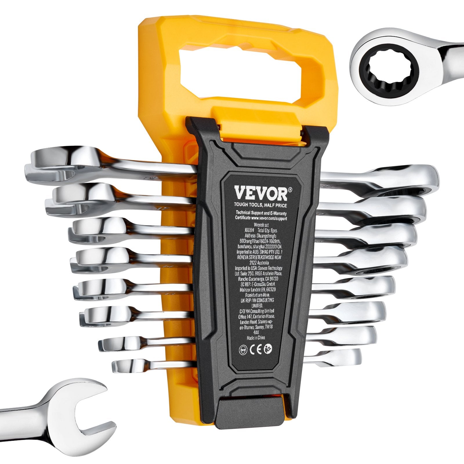 Basketball & Basketball Accessories: VEVOR Combination Wrench Set 8-Piece Metric 8 mm to 19 mm with Organizer Rack