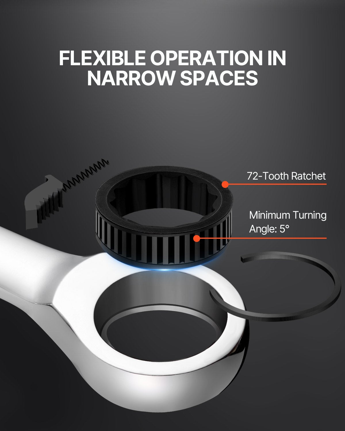 Basketball & Basketball Accessories: VEVOR Combination Wrench Set 8-Piece Metric 8 mm to 19 mm with Organizer Rack