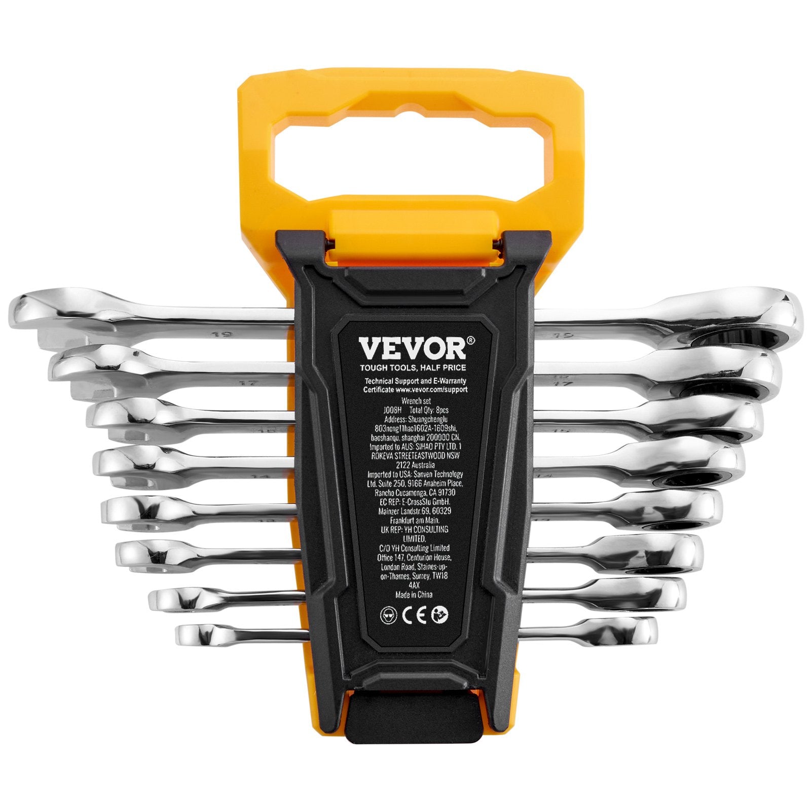 Basketball & Basketball Accessories: VEVOR Combination Wrench Set 8-Piece Metric 8 mm to 19 mm with Organizer Rack