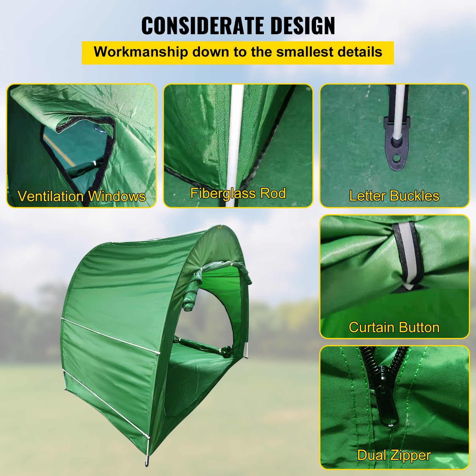 Tents: VEVOR Bike Cover Storage Tent, 420D Oxford Fabric Portable for 4 Bikes, Outdoor Waterproof Anti-Dust Bicycle Storage Shed, Heavy Duty for Bikes, Lawn Mower, and Garden Tools, with Carry Bag, Green