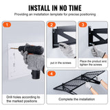 Wall Storage Racks: VEVOR Garage Storage Shelving, 2 Pack, 122 x 61 cm Heavy Duty Garage Shelves Wall Mounted, 502 lbs Load Capacity(Total) Garage Storage Rack Floating Shelves, Suitable for Shop, Shed, Garage Storage