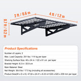 Wall Storage Racks: VEVOR Garage Storage Shelving, 2 Pack, 122 x 61 cm Heavy Duty Garage Shelves Wall Mounted, 502 lbs Load Capacity(Total) Garage Storage Rack Floating Shelves, Suitable for Shop, Shed, Garage Storage
