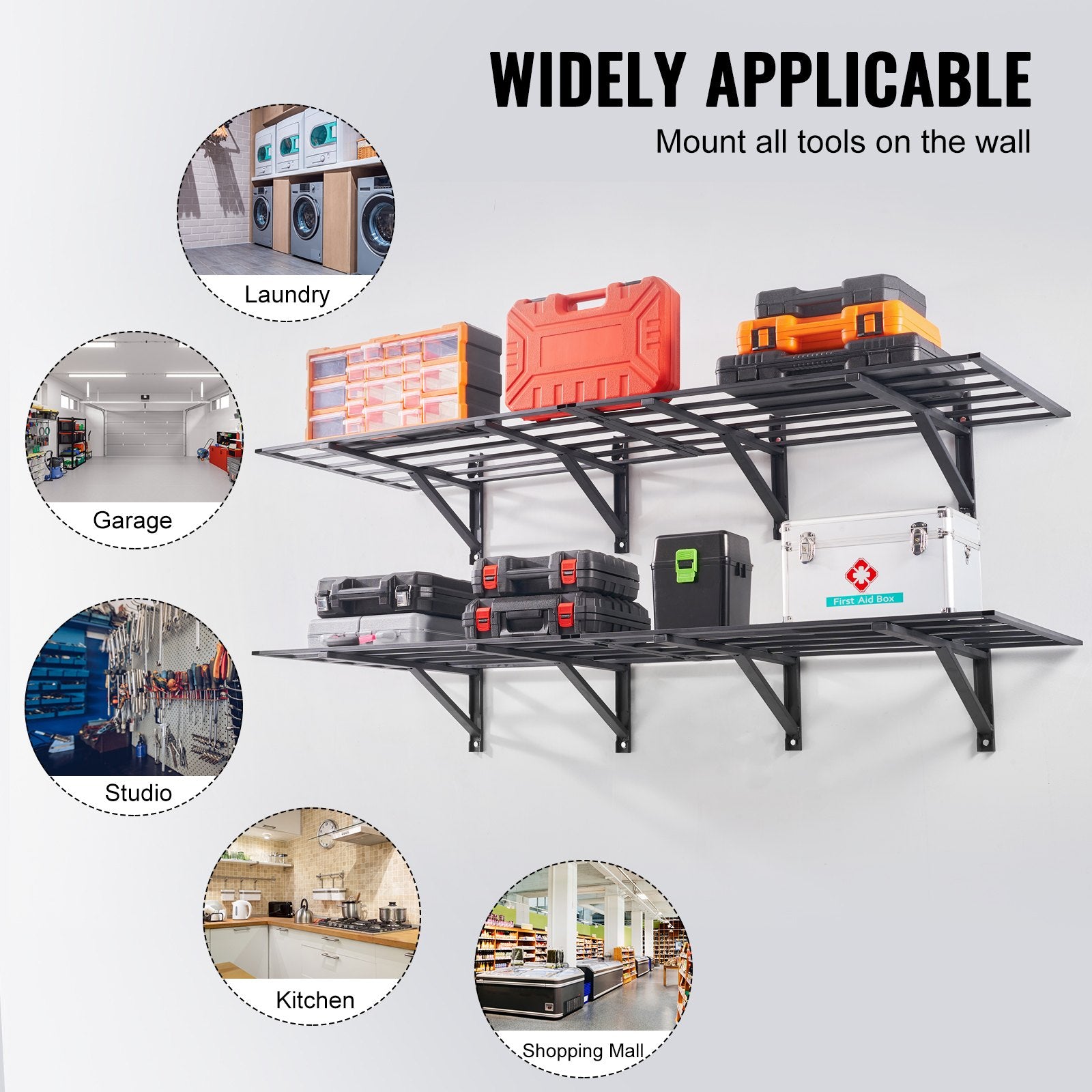 Wall Storage Racks: VEVOR 2PCS 72x24in Garage Storage Shelving Wall Mounted Heavy Duty Shelves Rack