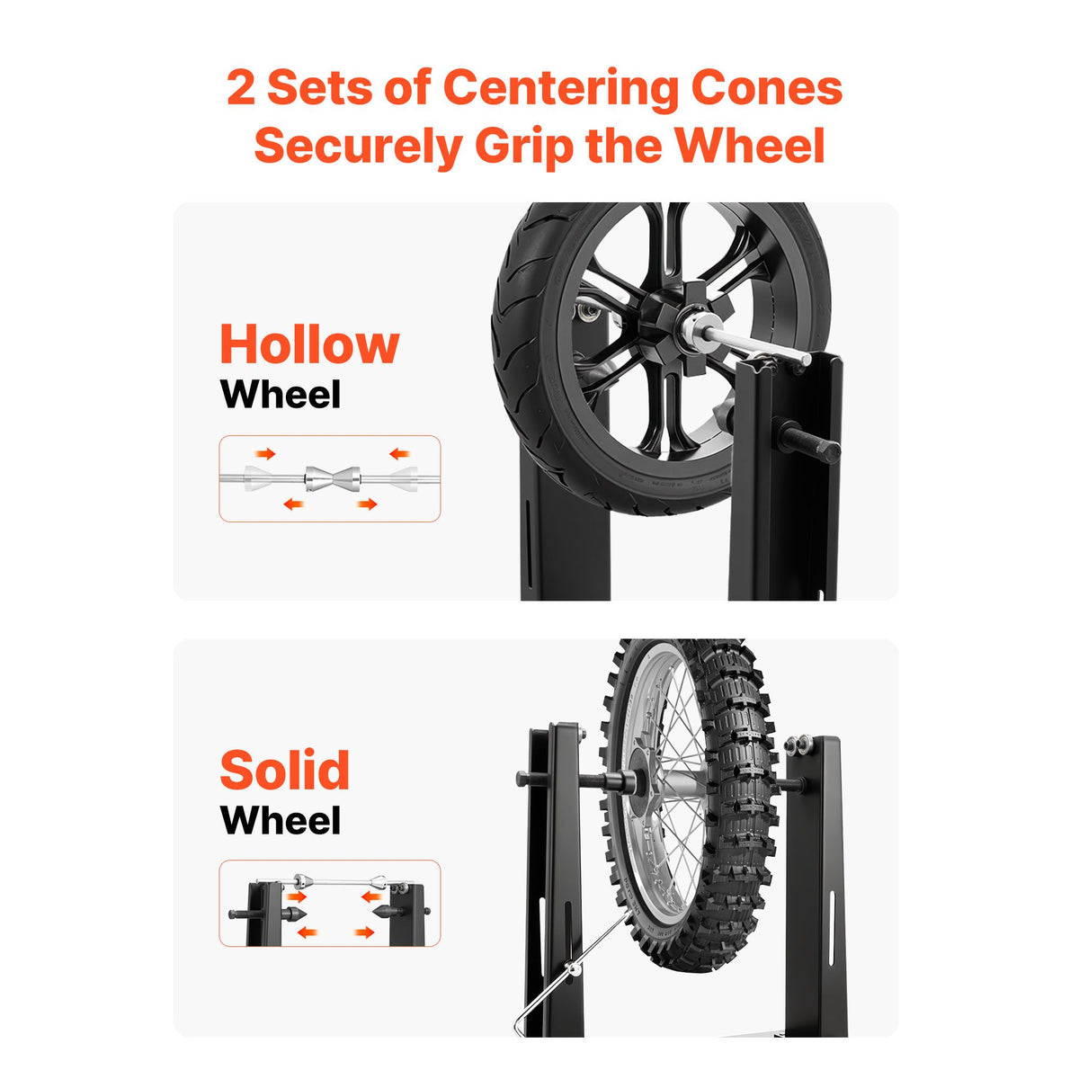 Motorcycle Wheel Balancer, 40 kg Capacity, Tire Balancer & Truing Stand with Adjustable Centering Cones and Truing Pointer, Balancing Tools for Most Motorcycles & Bicycles, 889 mm Wheel Dia