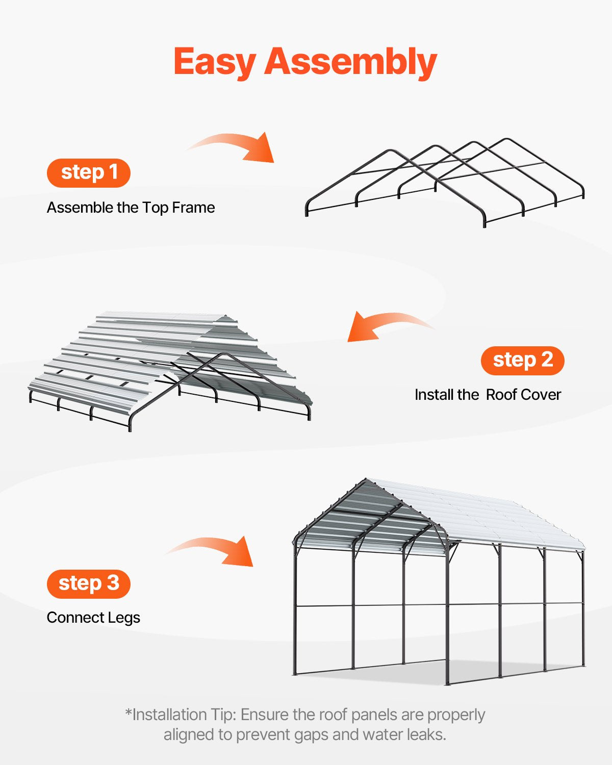 Outdoor Play Equipment: VEVOR Heavy Duty Metal Carport, 10' x 15' Outdoor Carport with Galvanized Steel Frame & Roof, Car Tent Garage Shade with Removable Sidewalls, Multi-Use Car Shelter for Pickup, Boat, Car & Tractors