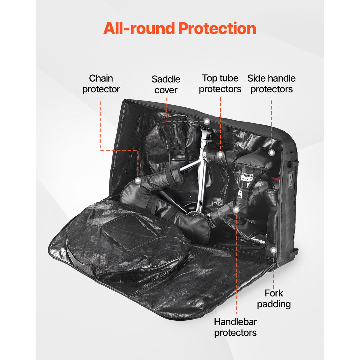 Bike Travel Bag, Transport Universal Bicycle Storage Case Bag with TSA Lock, Support Plates, Protection and Fork Mount Stabilisation, Bicycle Case Max. Wheelbase 130 cm for Airplane, Outdoor Use