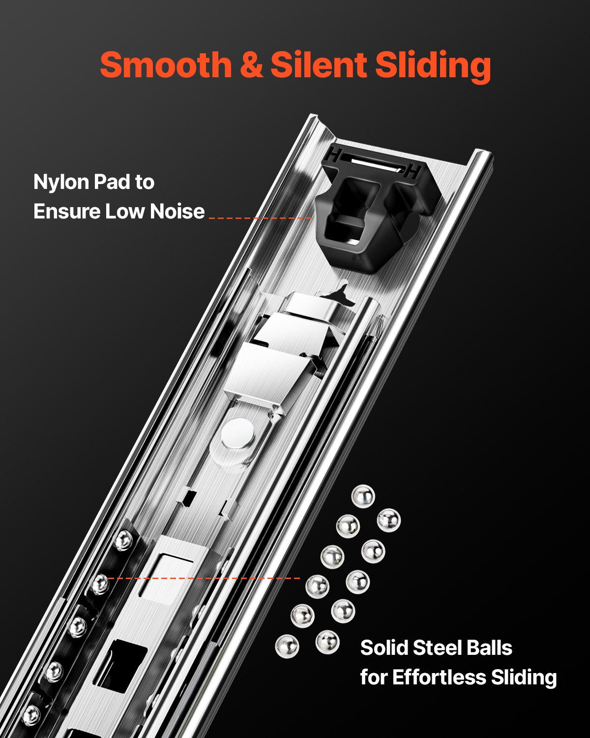 Basketball & Basketball Accessories: VEVOR 1 Pair 16-60 in Soft-Close Drawer Slides Ball Bearing Full Extension