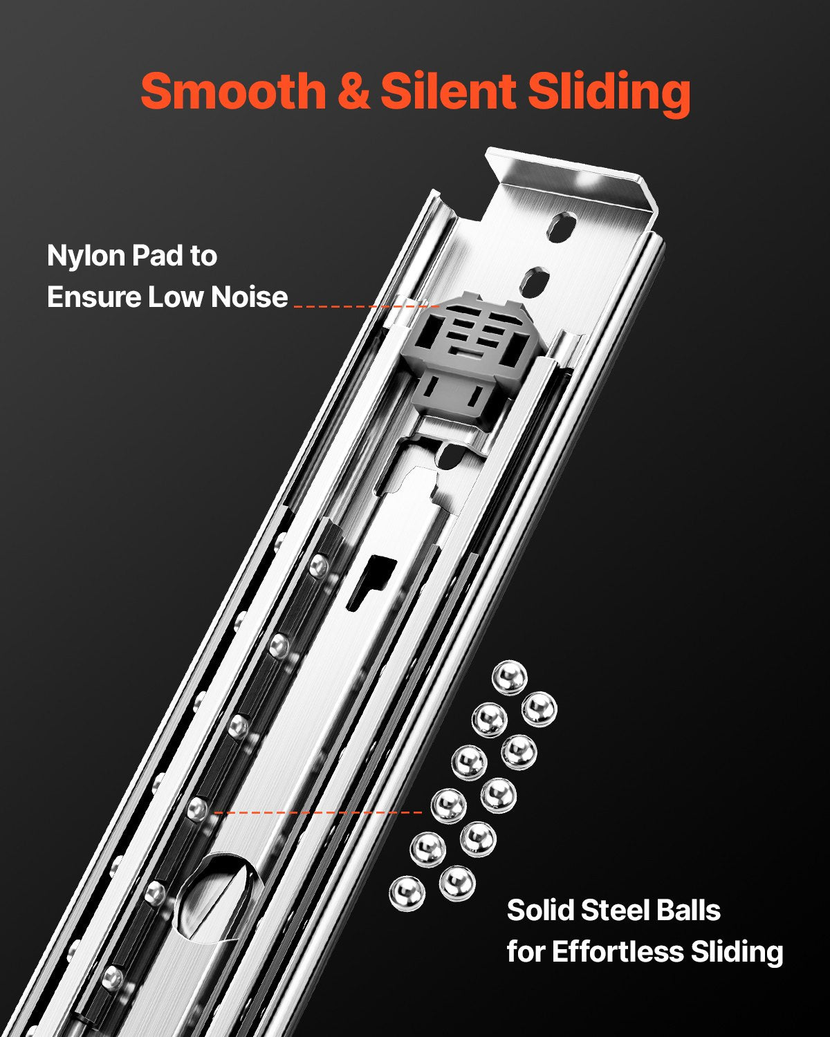 Basketball & Basketball Accessories: VEVOR 1 Pair 18-60 in Soft-Close Drawer Slides Ball Bearing Full Extension