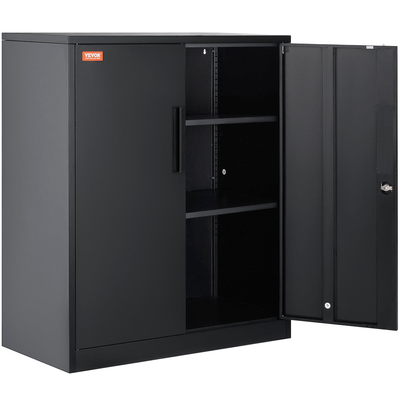 Storage Cabinets & Lockers: VEVOR Metal Storage Cabinet w/ 3 Keys 2 Adjustable Shelves & Magnetic Door Black
