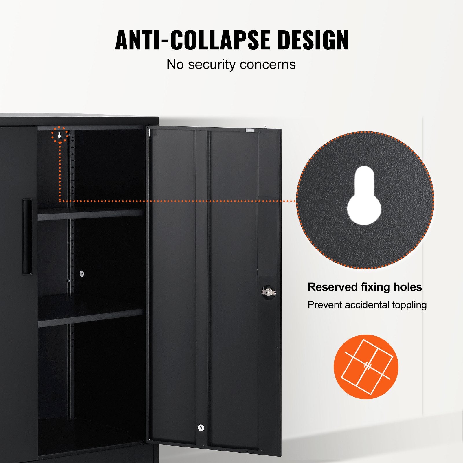 Storage Cabinets & Lockers: VEVOR Metal Storage Cabinet w/ 3 Keys 2 Adjustable Shelves & Magnetic Door Black