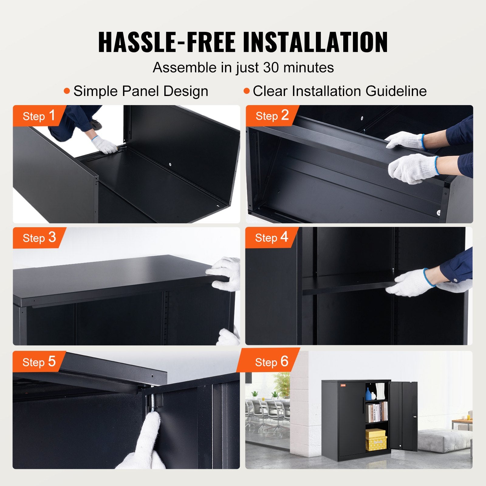 Storage Cabinets & Lockers: VEVOR Metal Storage Cabinet w/ 3 Keys 2 Adjustable Shelves & Magnetic Door Black