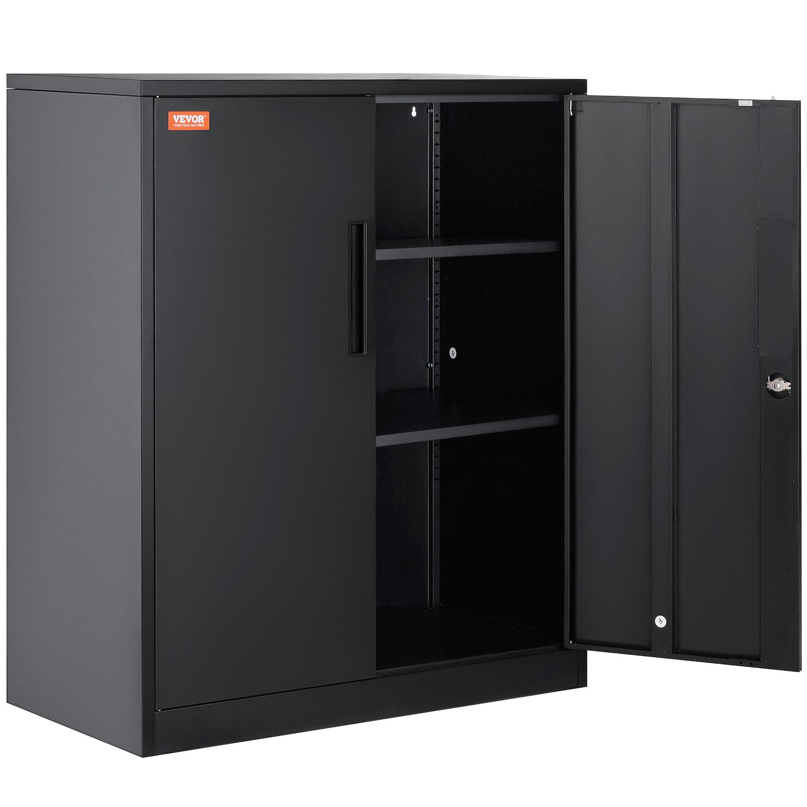 Storage Cabinets & Lockers: VEVOR Metal Storage Cabinet w/ 3 Keys 2 Adjustable Shelves & Magnetic Door Black