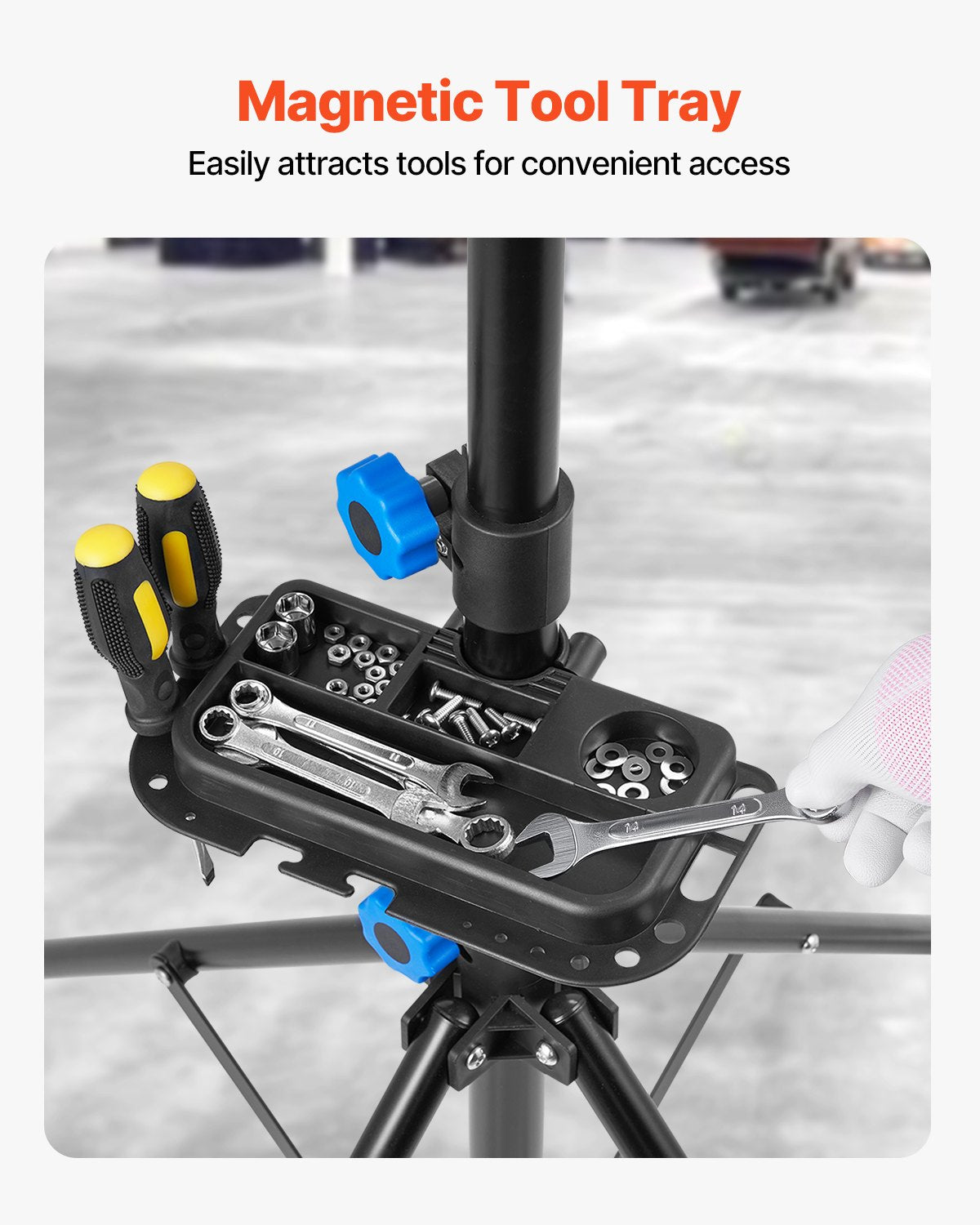 Bike Repair Stand, 29.9 kg Heavy-duty Bicycle Work Stand with 835-1440 mm Adjustable Height & Magnetic Tool Tray, Foldable Bicycle Maintenance Rack, Shop Home Mechanics for Mountain & Road Bike
