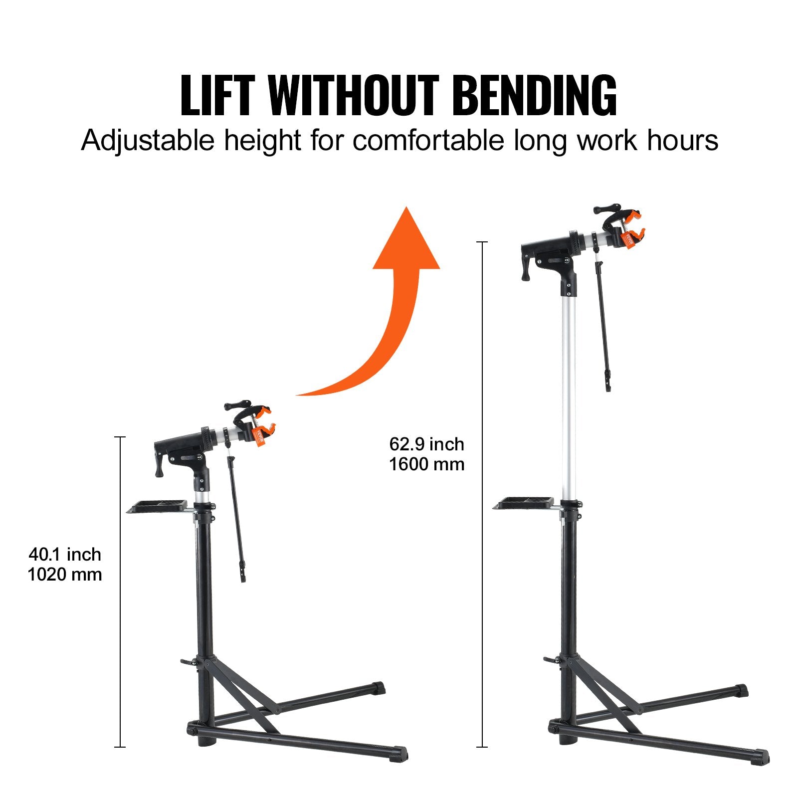 Batteries & Generators: VEVOR Bike Repair Stand, 66 lbs Heavy-duty Aluminum Bicycle Repair Stand, Adjustable Height Bike Maintenance Workstand with Magnetic Tool Tray Telescopic Arm, Foldable Bike Work Stand for Home, Shops