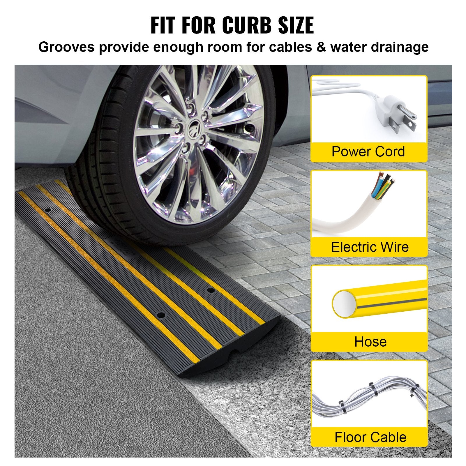 Traffic Control & Parking Tools: VEVOR Curb Ramp, 6.5 cm Rise Rubber Driveway Ramps, Heavy Duty 15 tons Weight Capacity Threshold Ramp, Curbside Bridge Ramps for Loading Dock Garage Sidewalk, Expandable Full Ramp Set