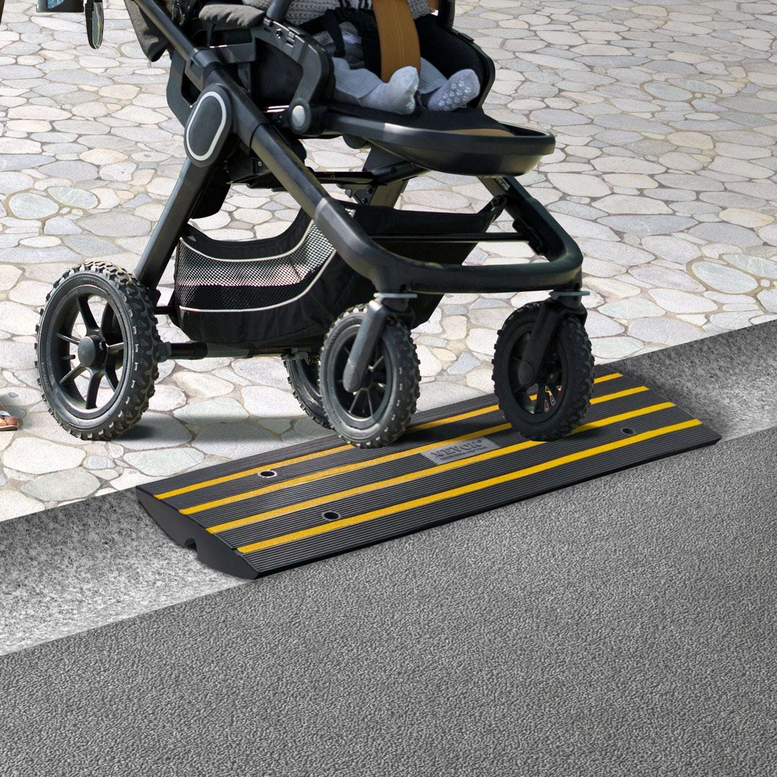 Traffic Control & Parking Tools: VEVOR Curb Ramp, 6.5 cm Rise Rubber Driveway Ramps, Heavy Duty 15 tons Weight Capacity Threshold Ramp, Curbside Bridge Ramps for Loading Dock Garage Sidewalk, Expandable Full Ramp Set