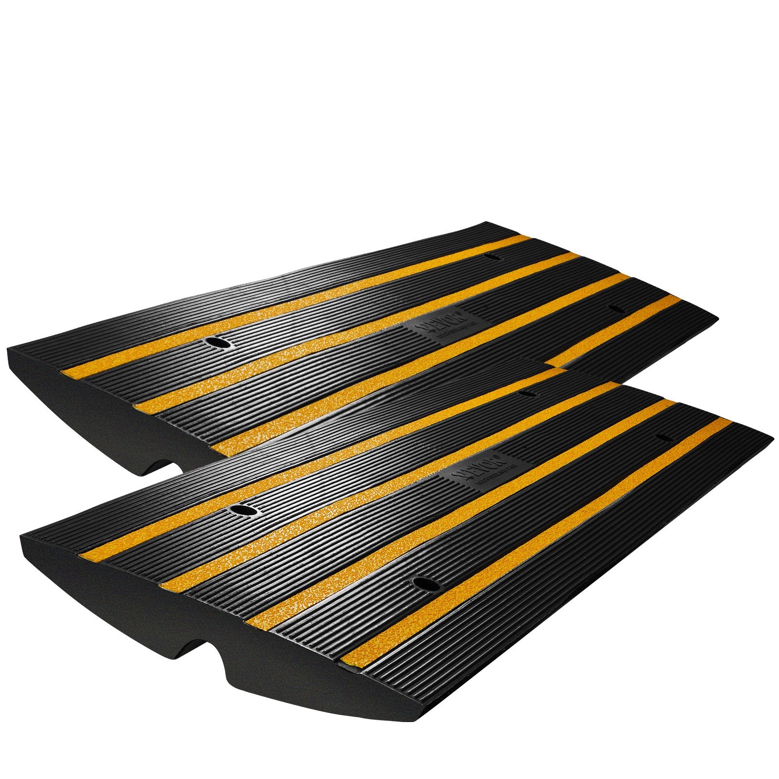 Dog Steps & Ramps: VEVOR Curb Ramp, 2 Pack, 6.5 cm Rise, Rubber Driveway Ramps, Heavy Duty 15 tons Weight Capacity Threshold Ramp, Curbside Bridge Ramps for Loading Dock Garage Sidewalk, Expandable Full Ramp Set