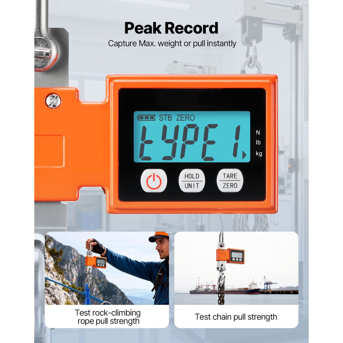 Digital Crane Scale, 1100 lbs/500 kg Max Capacity, Heavy Duty Industrial Hanging Scale with Cast Aluminum Case & LCD Display, 100 g Division & 3 Unit Switch, Auto-Off Setting for Garage