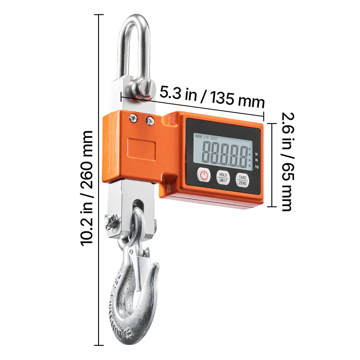 Digital Crane Scale, 1100 lbs/500 kg Max Capacity, Heavy Duty Industrial Hanging Scale with Cast Aluminum Case & LCD Display, 100 g Division & 3 Unit Switch, Auto-Off Setting for Garage