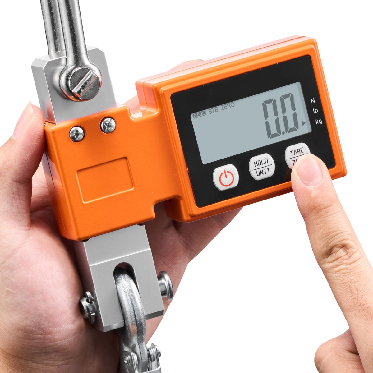 Digital Crane Scale, 1100 lbs/500 kg Max Capacity, Heavy Duty Industrial Hanging Scale with Cast Aluminum Case & LCD Display, 100 g Division & 3 Unit Switch, Auto-Off Setting for Garage