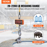 Measuring Tools & Sensors: VEVOR Digital Crane Scale, 2200 lbs/1000 kg, Industrial Heavy Duty Hanging Scale with Remote Control, Cast Aluminum Case & LED Screen, High Precision for Construction, Factory, Farm, Hunting (Orange)