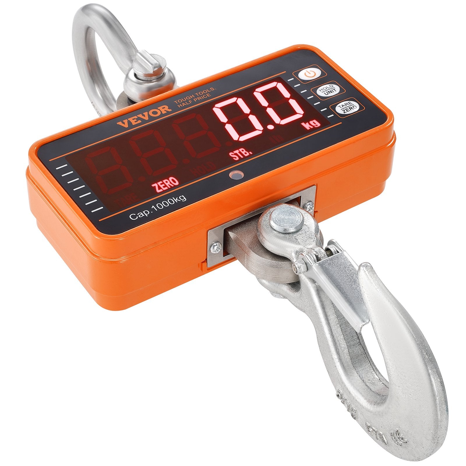 Digital Crane Scale, 2200 lbs/1000 kg, Industrial Heavy Duty Hanging Scale with Remote Control, Cast Aluminum Case & LED Screen, High Precision for Construction, Factory, Farm, Hunting (Orange)