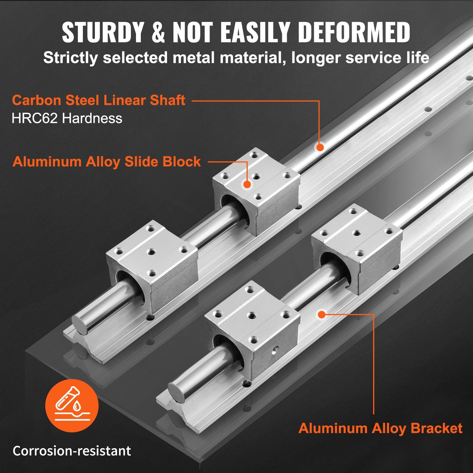 Saw Accessories: VEVOR Linear Guide Rail Set, SBR16 2000mm, 2 PCS 78.7 in/2000 mm SBR16 Guide Rails and 4 PCS SBR16UU Slide Blocks, Linear Rails and Bearings Kit for Automated Machines DIY Project CNC Router Machines