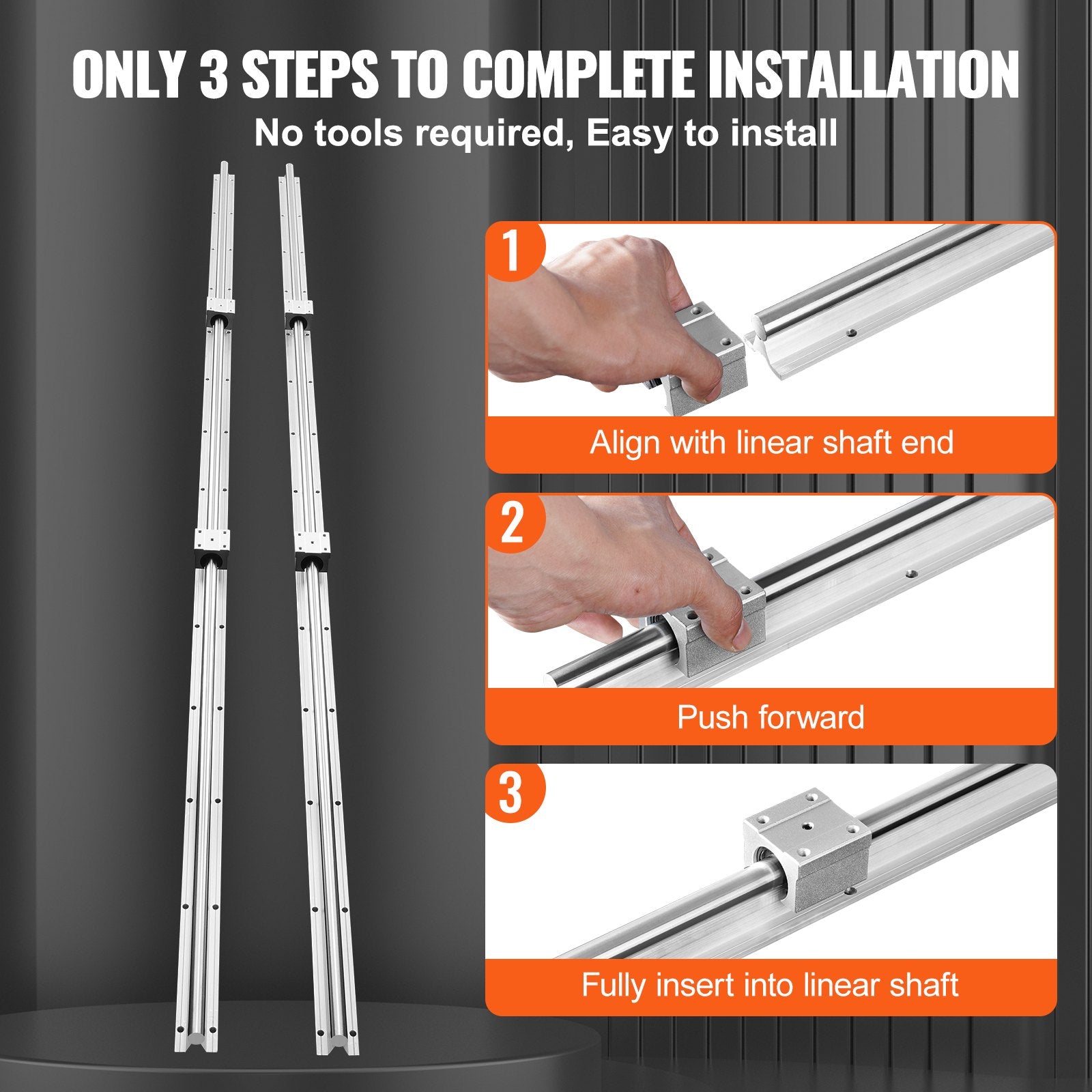 Saw Accessories: VEVOR Linear Guide Rail Set, SBR16 2000mm, 2 PCS 78.7 in/2000 mm SBR16 Guide Rails and 4 PCS SBR16UU Slide Blocks, Linear Rails and Bearings Kit for Automated Machines DIY Project CNC Router Machines