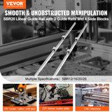 Saw Accessories: VEVOR Linear Guide Rail Set, SBR20 1500mm, 2 PCS 59 in/1500 mm SBR20 Guide Rails and 4 PCS SBR20UU Slide Blocks, Linear Rails and Bearings Kit for Automated Machines DIY Project CNC Router Machines