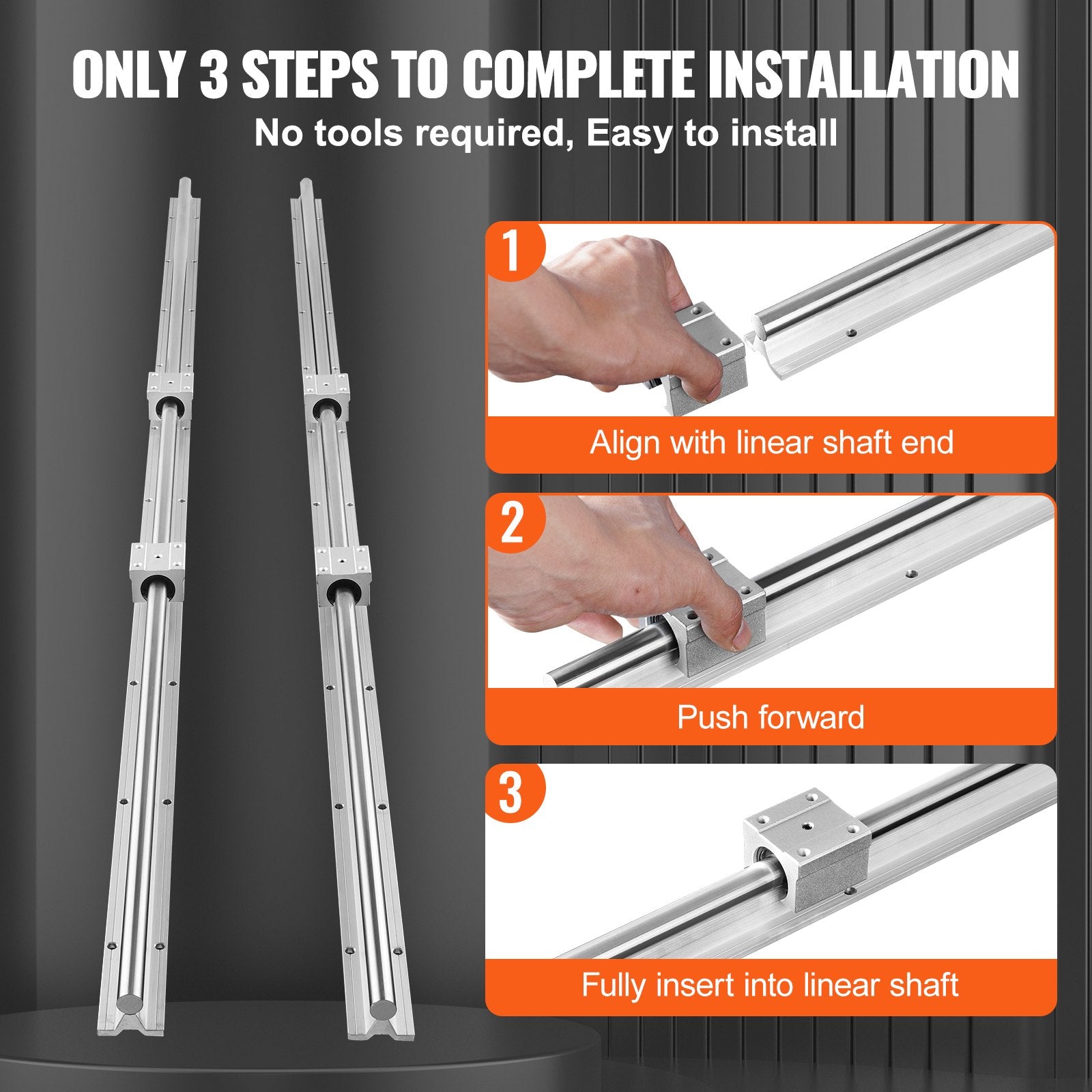 Saw Accessories: VEVOR Linear Guide Rail Set, SBR20 1500mm, 2 PCS 59 in/1500 mm SBR20 Guide Rails and 4 PCS SBR20UU Slide Blocks, Linear Rails and Bearings Kit for Automated Machines DIY Project CNC Router Machines