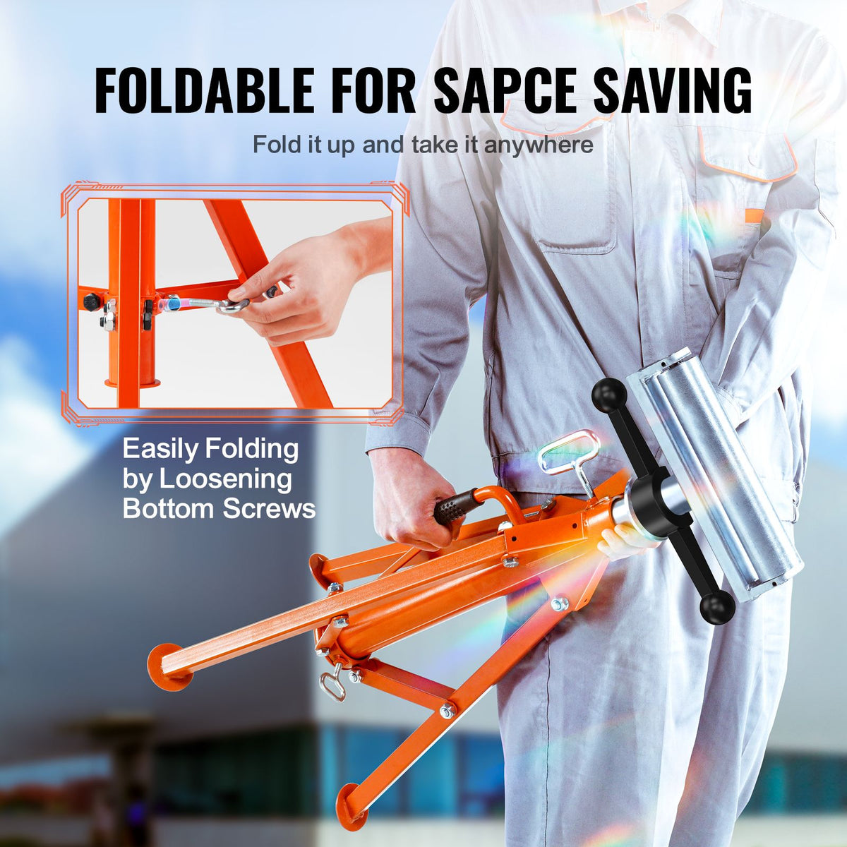 Roller Stand, Heavy Duty 1136 KG Load Capacity, 27.6"-52" Height Adjustable, 45# Steel Folding Roller Support Stand for Pipes, Wooden Boards