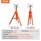 Water Dispensers: VEVOR Pipe Stand, 2500LBS Heavy Duty Pipe Jack Stands, 27.2"-52" Height Adjustable V Head Pipe Stand, 45# Steel Folding Jack Stand for 1/2-12 inches Pipes