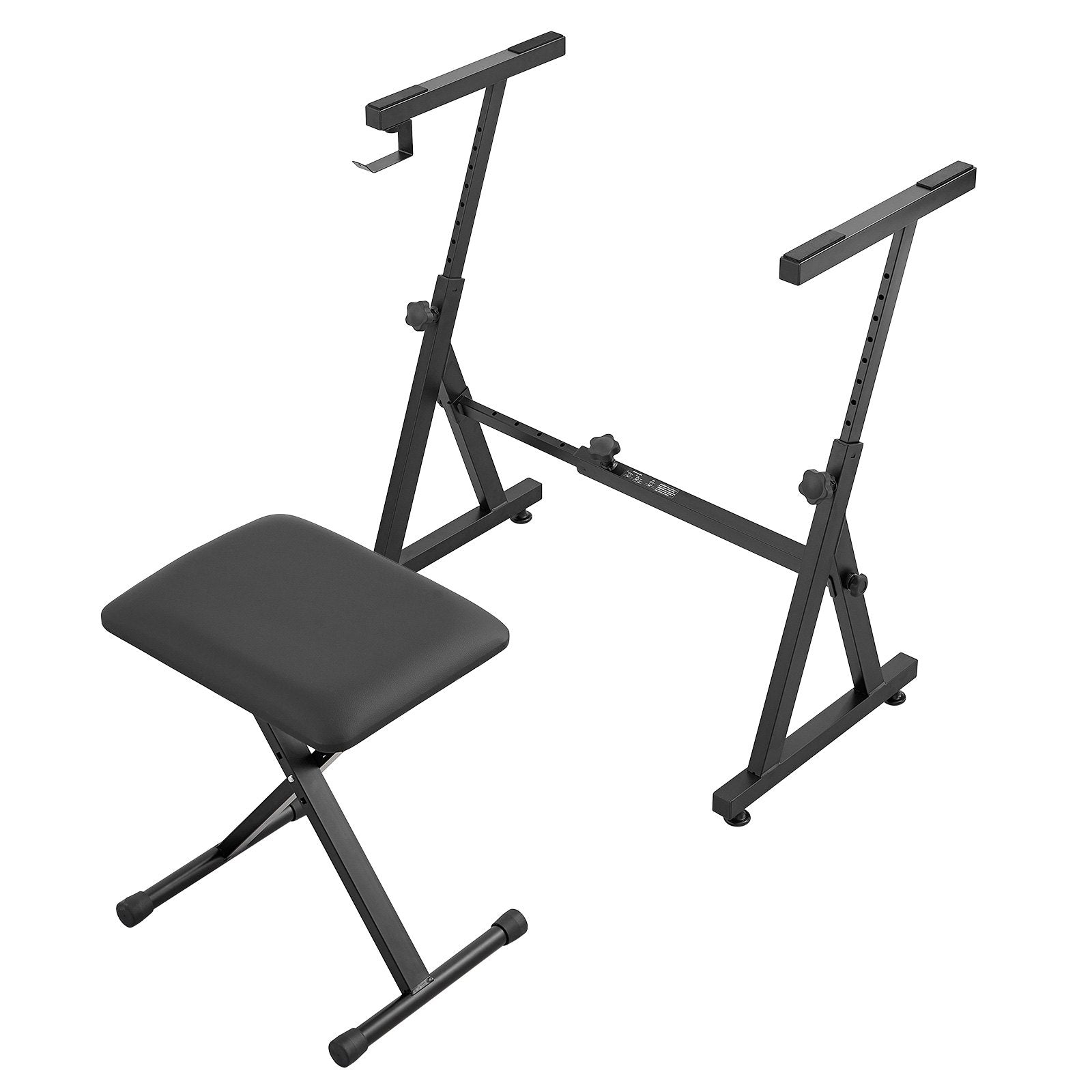 Musical Keyboards: VEVOR Piano Keyboard Stand and Bench Set, Z Style, Heavy-Duty Digital Piano Music Stand and Seat, 250 lbs Capacity with Adjustable Piano Bench Width Height Wheels, Fits for 54-88 Key Electric Pianos