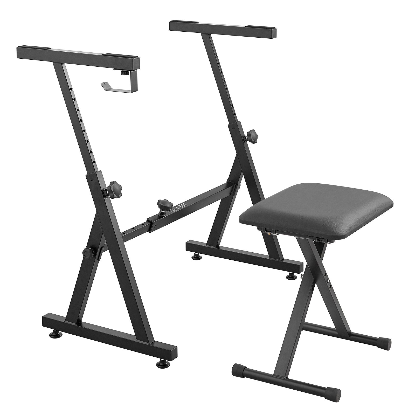 Musical Keyboards: VEVOR Piano Keyboard Stand and Bench Set, Z Style, Heavy-Duty Digital Piano Music Stand and Seat, 250 lbs Capacity with Adjustable Piano Bench Width Height Wheels, Fits for 54-88 Key Electric Pianos