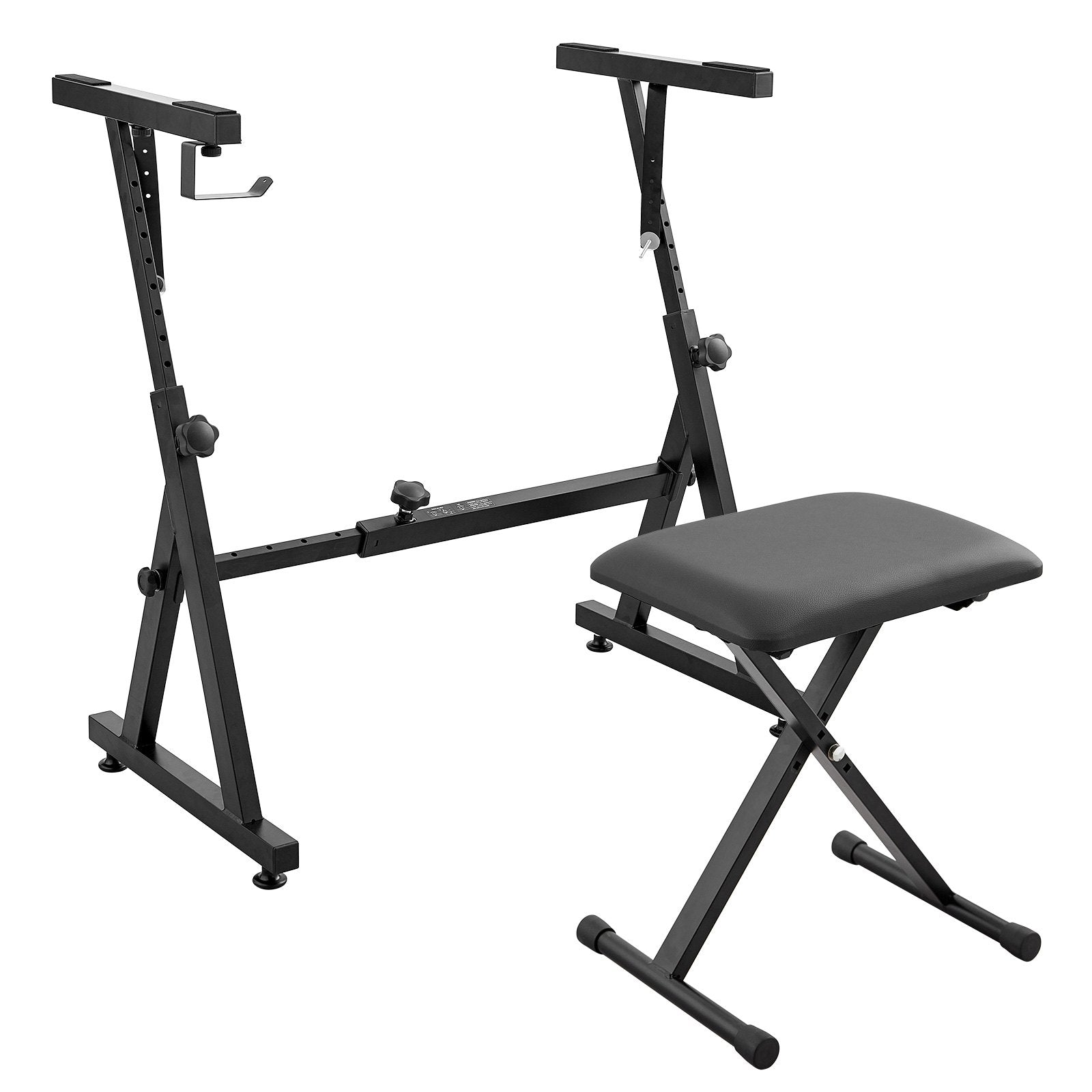 Musical Keyboards: VEVOR Piano Keyboard Stand and Bench Set, Z Style, Heavy-Duty Digital Piano Music Stand and Seat, 250 lbs Capacity with Adjustable Piano Bench Width Height Wheels, Fits for 54-88 Key Electric Pianos