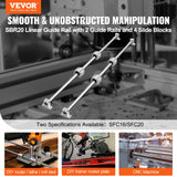 Automotive Repair & Speciality Tools: VEVOR Linear Guide Rail Set, SFC20 1200mm, 2 PCS 47.2 in/1200 mm SFC20 Guide Rails 4 PCS SC20 Slide Blocks 4 PCS Rail Supports, Linear Rails and Bearings Kit for Automated Machines CNC DIY Project