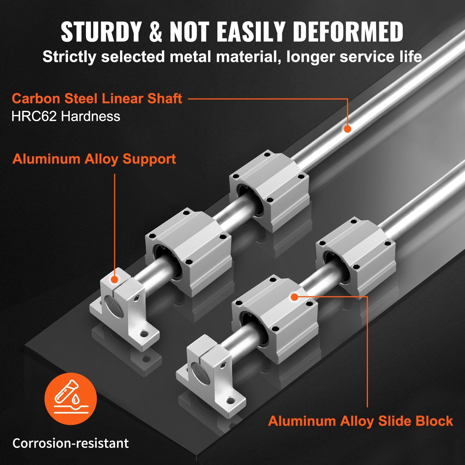 Automotive Repair & Speciality Tools: VEVOR Linear Guide Rail Set, SFC20 1200mm, 2 PCS 47.2 in/1200 mm SFC20 Guide Rails 4 PCS SC20 Slide Blocks 4 PCS Rail Supports, Linear Rails and Bearings Kit for Automated Machines CNC DIY Project