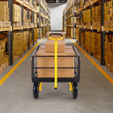 Spreaders & Wheelbarrows: VEVOR 1400 Lbs Steel Garden Cart, Heavy Duty Pullable Garden Wagon Yard Cart, 2 in 1 Outdoor Metal Utility Wagon Yard Trailer with 13" All Terrain Tires, Mesh Removable Sides and 180°Rotating Handle