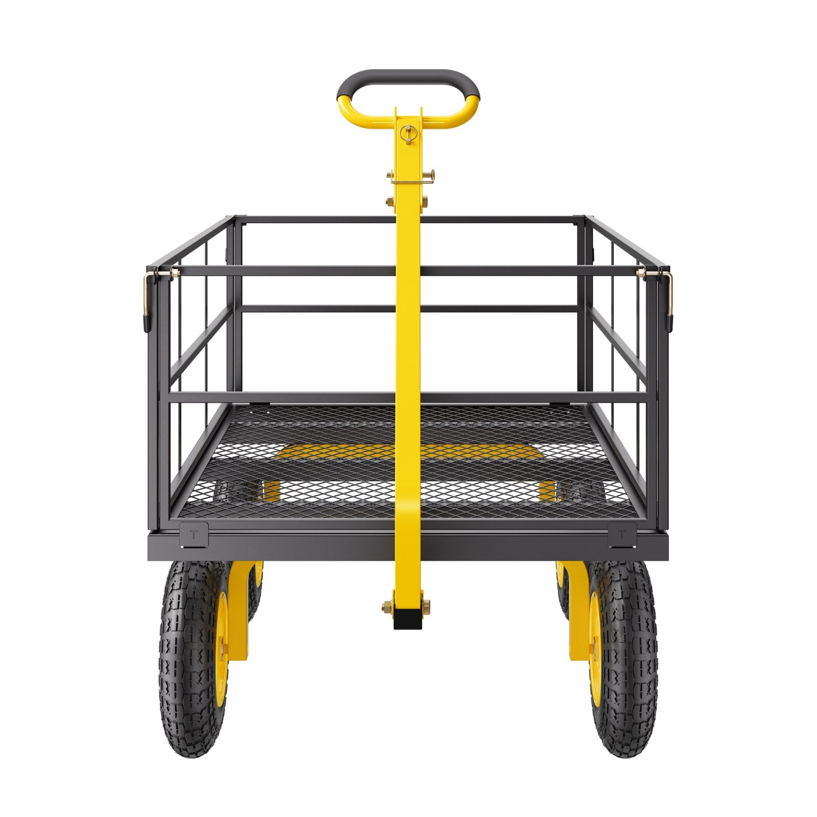 Spreaders & Wheelbarrows: VEVOR 1400 Lbs Steel Garden Cart, Heavy Duty Pullable Garden Wagon Yard Cart, 2 in 1 Outdoor Metal Utility Wagon Yard Trailer with 13" All Terrain Tires, Mesh Removable Sides and 180°Rotating Handle