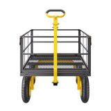 Spreaders & Wheelbarrows: VEVOR 1400 Lbs Steel Garden Cart, Heavy Duty Pullable Garden Wagon Yard Cart, 2 in 1 Outdoor Metal Utility Wagon Yard Trailer with 13" All Terrain Tires, Mesh Removable Sides and 180°Rotating Handle